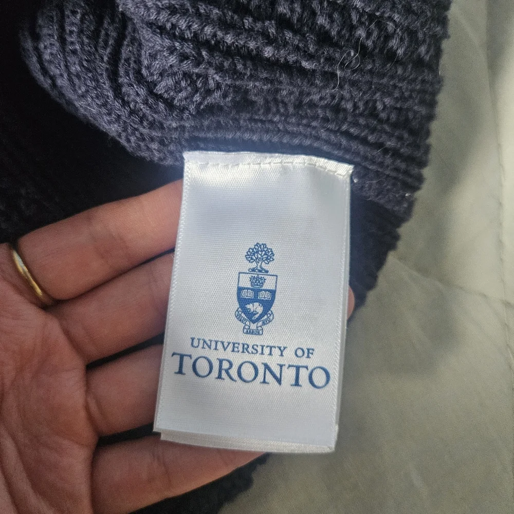 OVO x UofT Women's Cable Knit Sweater Vest Navy White 100% Cotton Large - Picture 8 of 8
